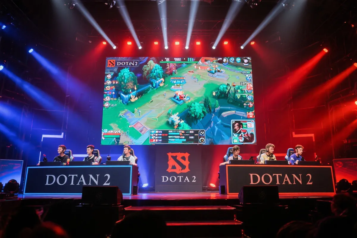 Dota 2职业选手在赛场上竞技